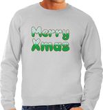 Bellatio Decorations Merry xmas foute Kersttrui - grijs - heren - Kerstsweaters / Kerst outfit XXL
