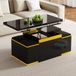 OKWISH Table basse avec fonction de levage et de rabattement - Multifonctionnel pour manger et travailler - Noir Jaune - Panneau MDF - 100×50×43 cm
