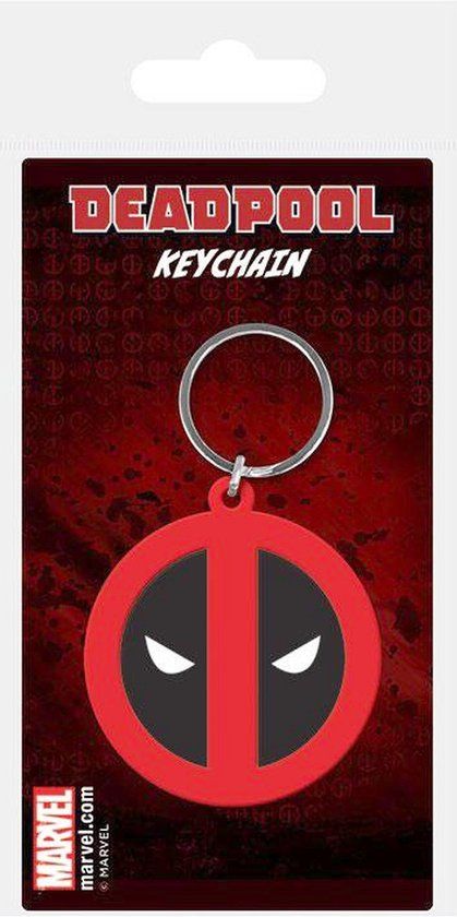 Pyramid Deadpool Logo Rubber Keychain - Zwart/Rood - 5.5cm