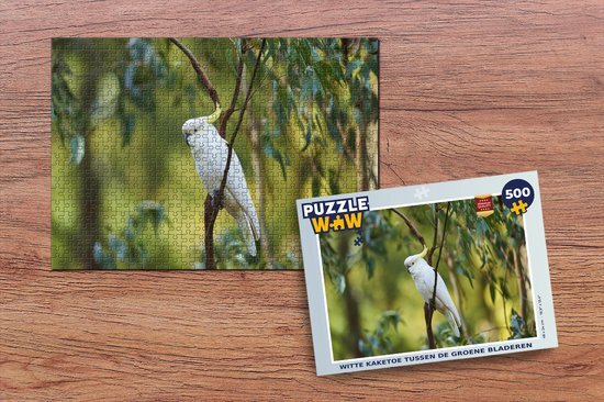 MuchoWow Puzzel Witte kaketoe tussen de groene bladeren - Legpuzzel - Puzzel 500 stukjes