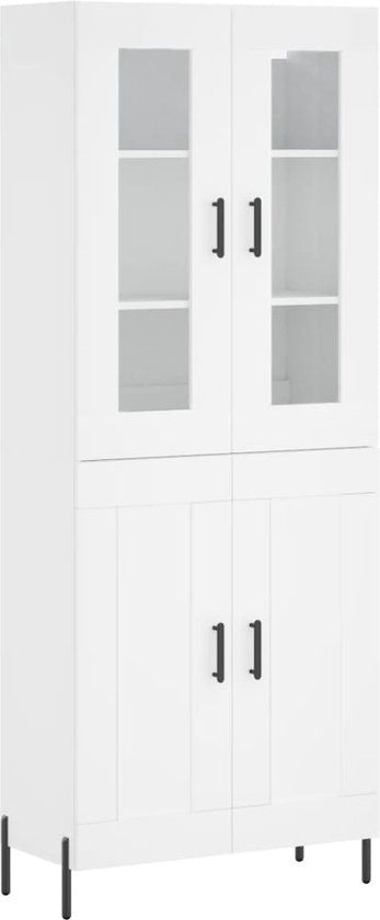 vidaXL Hoge kast bewerkt hout wit