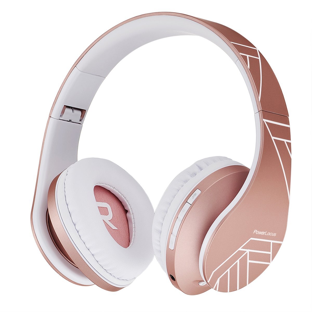 PowerLocus Bluetooth koptelefoon over ear draadloze koptelefoon en vaste Inklapbaar headsets met een ingebouwde microfoon Micro SD/TF FM voor iPhone/Samsung/iPad/PC â€“ Rose Gold