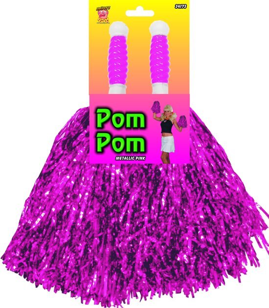 Generik Set twee paarse pompons - Verkleedattribuut