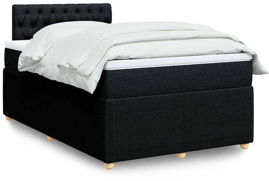 vidaXL Boxspring met matras stof zwart 120x200 cm