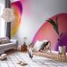Papier peint photo abstraction formes jaune vif et rose-violet / ensoleillé - jaune - rose