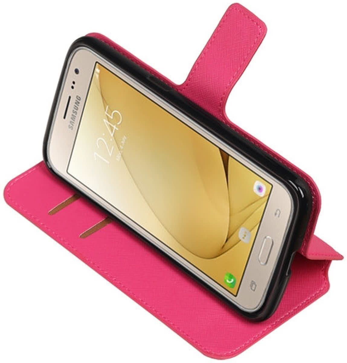 Best Cases Roze Samsung Galaxy J2 2016 TPU wallet case booktype hoesje HM Book - 8718883807129