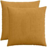 vidaXL Kussensloop 2 stuks Geel 80 x 80 cm Corduroy