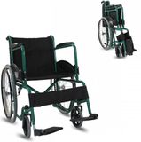Mobiclinic Alcazaba - Rolstoel - Opvouwbare rolstoel - Afneembare rugleuning en voetensteun - Staal - Grote wielen - 46 cm - Groen