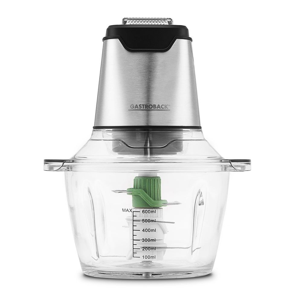 Gastroback Design Mini Chopper Plus - Elektrische hakmolen - 400W - 0,6 liter - Transparant/RVS