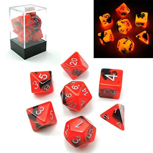BESCON DICE Glow-in-the-dark Polyhedral Dice Set - RPG Dice Set - Brick Box - 0762360070801