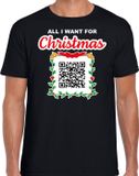 Bellatio Decorations Bellatio Christmas sweaters Kerst QR code kerstshirt All I want: Punch you in the face heren zwart M