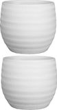 Floran Bloempot - 2x stuks - wit - mat - relief - keramiek - 34 x 30 cm