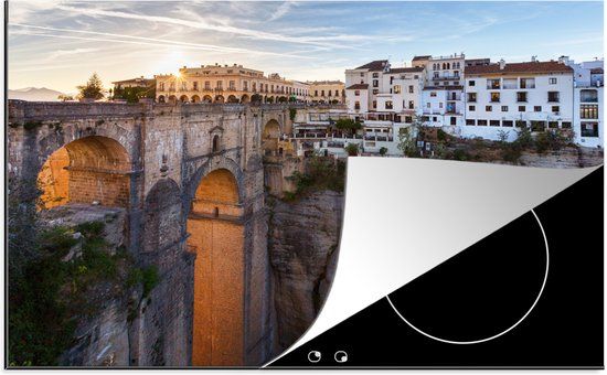 KitchenYeah® Inductie beschermer 77x51 cm - De boogbrug van Ronda Spanje - Inductie kookplaat accessoire - Multicolor