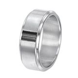 Lucardi Heren Ring mat/glans met zwart - Ring - Vaderdag Cadeautje - Staal - Zilverkleurig