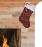 Decoris Kaemingk B.V. Kerstsok geruit rood B23 x H45 cm - polyester