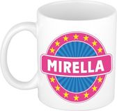 Bellatio Decorations - Mirella voornaam - koffiemok - beker - wit/roze - 300 ml