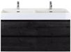 BES LED Maxx XL Badmeubelset 120 cm - Black Oak - Wastafel Kube Dubbel 2 Kraangaten
