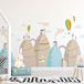 Ambiance Sticker Scandinavische bergstickers met hoogvliegende heteluchtballonnen, 100 x 150 cm