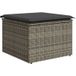 Tabouret de jardin avec coussin gris 55x55x37 cm résine tressée