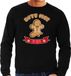 Bellatio Decorations Foute Kersttrui/Sweater Heren - Gingerbread Koekemannetje - Zwart - Bite Me XXL