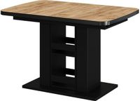 Vicco Eettafel Fenaro, Goudkleurig Eiken/Zwart, 120-160 x 80 cm