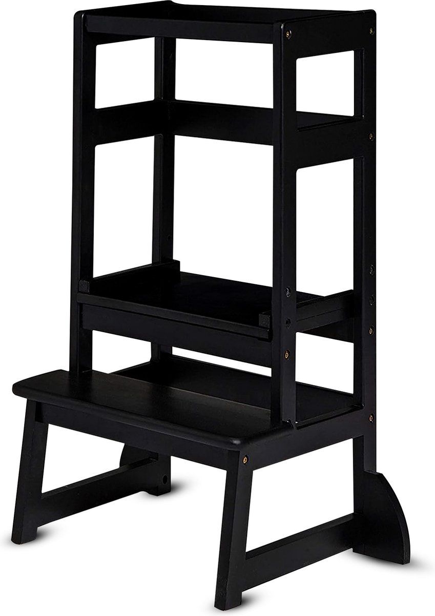 Oemmie Leertoren - Learning Tower - Montessori Leertoren - Leertoren keukenhulp - Leer Toren - Opstapje - Kindertrapje - Zwart