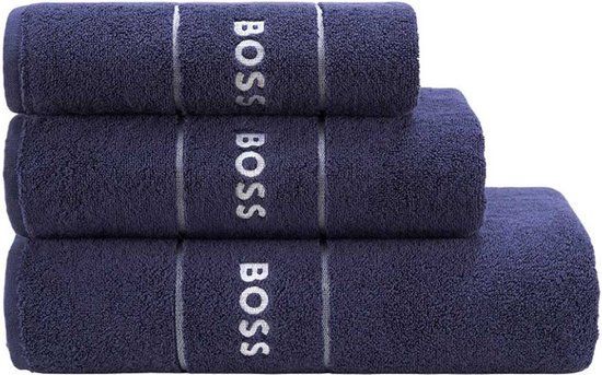 Hugo Boss Plain Badhanddoek - Navy - 50x100 cm - Egyptisch katoen - 600 g/m2