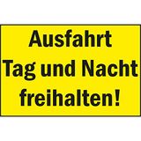 Verwijzingsbord "Ausfahrt Tag und Nacht Freihalten!" | 300x200 mm | geel/zwart 1 stuk