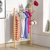 Casaria Kapstok Bamboe - 8 Haken 1 Kledingstang - 164x66x40cm