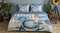 HIP dekbedovertrek mandalas/ maritiem - 1 persoons 140x200/220 cm - Blauw - 100% Katoen satijn