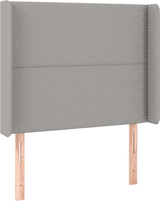 vidaXL Hoofdbord met randen 93x16x118/128 cm stof lichtgrijs
