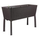 Keter Easy Grow Moderne bloembak, bruin, incl. irrigatiesysteem, rotanlook, geschikt voor balkon, terras of tuin