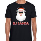 Bellatio Decorations Fout Kerst t-shirt - DJ Santa Claus - met koptelefoon - zwart - heren - kerstkleding - kersttruien L