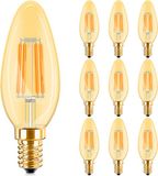 BES LED Voordeelpak 10x LED Lamp E14 Kaars Filament - Amber 4W 360lm - 2200K - C35 - Dimbaar