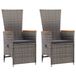 VidaXL Tuinstoelen 2 stuks Gecapitonneerde zitting Acaciahout, Polyrattan, Staal Grijs