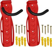 Relaxdays muurbeugel fiets, set van 2, draagvermogen tot 25 kg, verticaal, fiets ophangsysteem, garage, schuur, rood