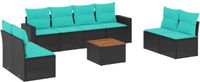 vidaXL 9-delige Loungeset met kussens poly rattan zwart