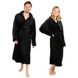 Blumtal Badjas Unisex - Fleece Badjas met Capuchon - Zwart - Maat XXL