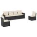 vidaXL Loungeset met kussens, polyrotan, zwart