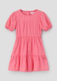 s.Oliver Jurk pink katoen lange mouw ronde hals kuithoogte kinderen 128