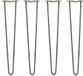 MonsterShop 4 x 71cm Hairpin retro pieds de table pieds épingle - 2 tiges - 12mm - acier brut