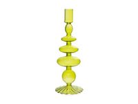 H&h Green Borosilicate Glass Candlestick 9x24.5 cm