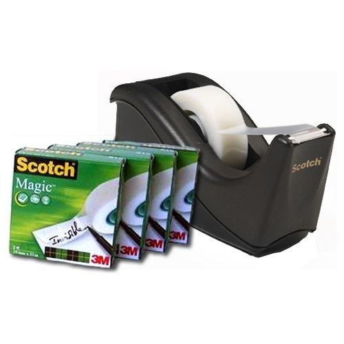 Scotch C60-BK4 tape dispenser & 4xMagic tape rolls