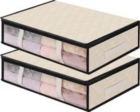 AiQInu Opbergbox voor onder het bed, Set van 2, Beige, 60 x 45 x 15 cm