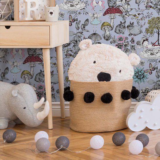 A.S. Création Dieren, Elfjes, Eenhoorn en Bloemen Behang | Kinderkamer - Grijs Zwart Wit Geel Rood