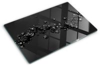 Tulup Planche à découper en verre - Dés Cubes 3D Noir Planche à découper antidérapante - 80 x 52 cm