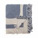 Bloomingville Plaid Ethan - Coton recyclé - Graphique Bleu/Crème - 160x130cm