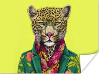 PosterMonkey Poster Panter - Dier - Bril - Kleuren - 120x90 cm