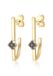 Elli PREMIUM Dames Oorbellen hanger geo zwarte diamant (0,12 ct.) in 925 sterling zilver verguld