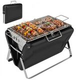 Outsunny Houtskoolbarbecue-Roestvrij staal-40L x 28B x 25,5H cm-Zwart